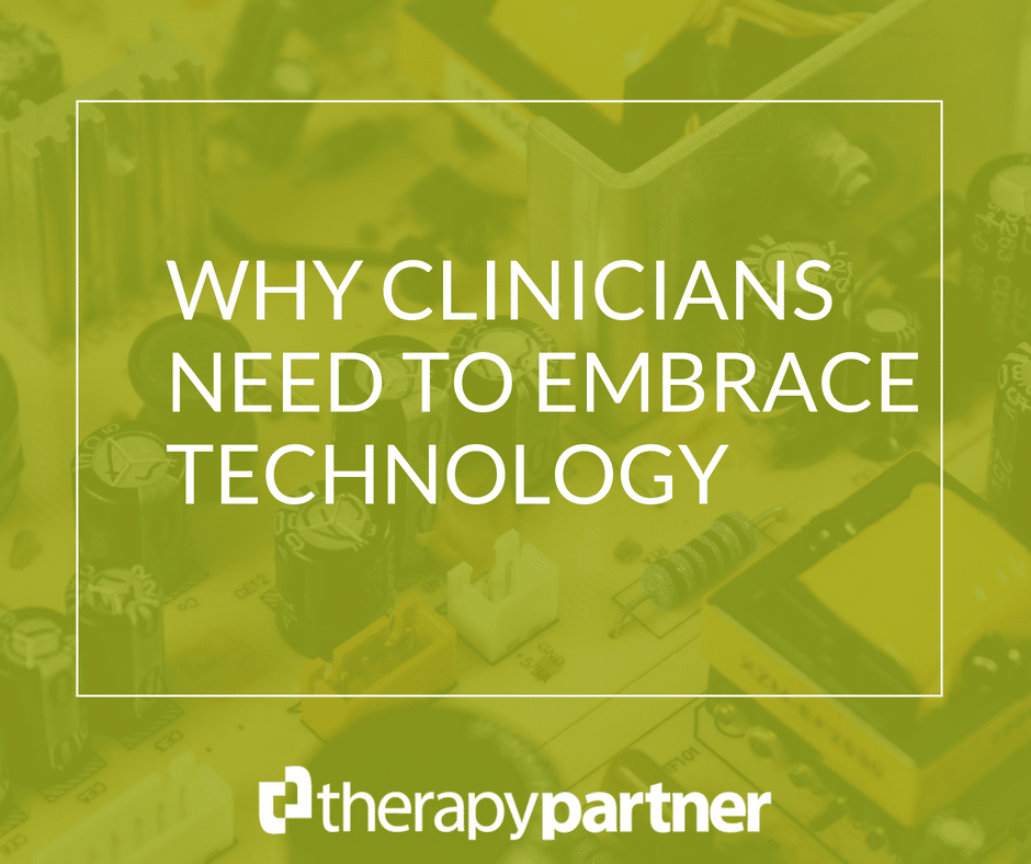 technical parts wtih a green overlay and text stating why clinicians need to embrace technology